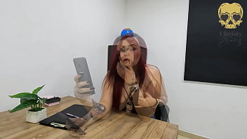 Kinky teacher masturbating in the classroom