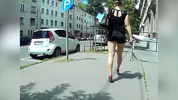 Long legs in sluty tight short