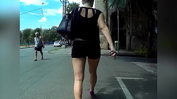 Long legs in sluty tight short