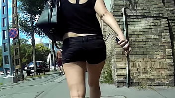 Long legs in sluty tight short