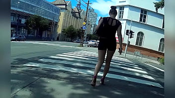 Long legs in sluty tight short