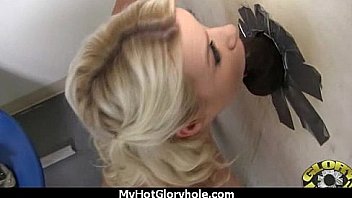Black chick blows & fucks cock on a naughty gloryhole 2