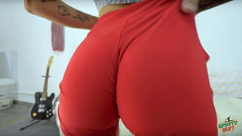 Tight and round ass on petite tattoed babe and what a cameltoe