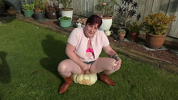 Nz milf sub uses huge pumpkin as her toilet while her master films the action Nz milf sub uses huge pumpkin as her toilet while her master films the action