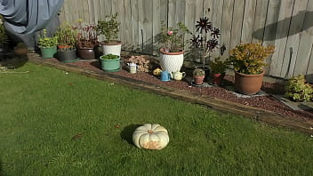 Nz milf sub uses huge pumpkin as her toilet while her master films the action Nz milf sub uses huge pumpkin as her toilet while her master films the action