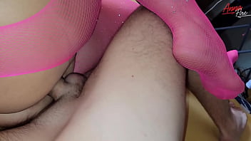 Foot fetish in pink stockings