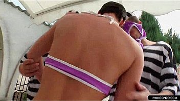 Brunette girl rammed roughly from behind