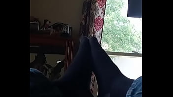 Teaser in socks with toes