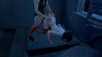 3d skinny asian babe wearing sex fishnets have hardcore sex