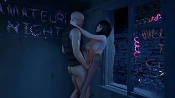 3d skinny asian babe wearing sex fishnets have hardcore sex