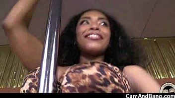 Ebony babe sucks group of white guys 10