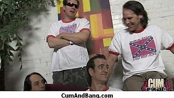 Nice ebony fucked by several white guys in all holes 22