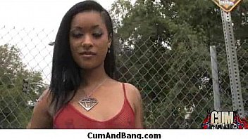 Nice ebony fucked by several white guys in all holes 22