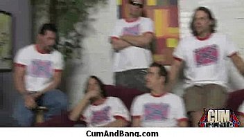 Nice ebony fucked by several white guys in all holes 22