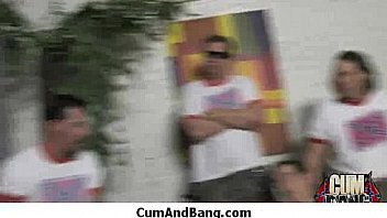 Nice ebony fucked by several white guys in all holes 22