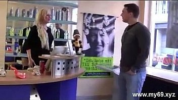 Amazing german blonde girl fucked in barbershop great body