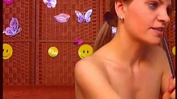 Naked chick with black stockings on