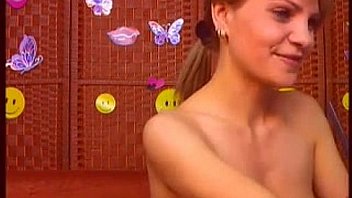 Naked chick with black stockings on