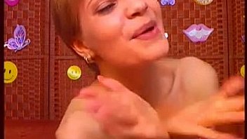 Naked chick with black stockings on