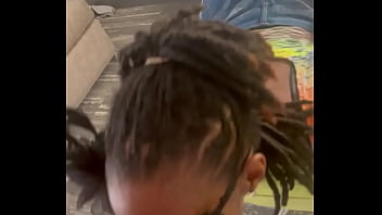 Sexy slim big booty model gives blow in chair