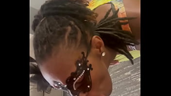 Sexy slim big booty model gives blow in chair