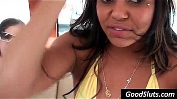 Lesbian teasing bikini babes