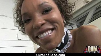 Busty ebony whore sucking fat white dicks 3