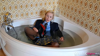 College uniform horny sophia smith shows off her wet panties