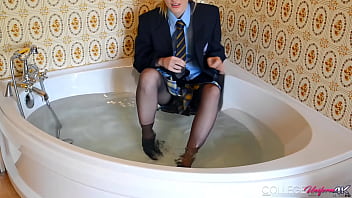 College uniform horny sophia smith shows off her wet panties