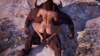 Video game shey and minotaur