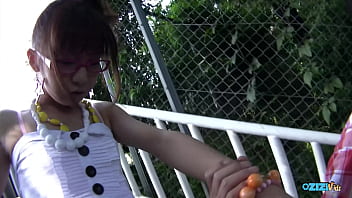 Transporting the asian individual exhibiting public nudity on an excursion throughout the city