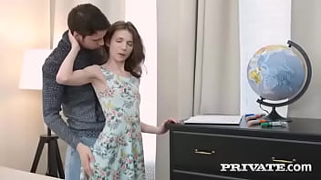 Nelya enjoys cum dripping from her tight pussy