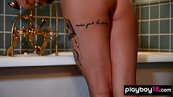 Cute small titted naked teen hottie reveals her sexy tattoos