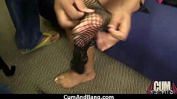 Cum slut introduced to bukkake 18