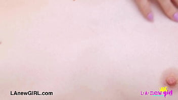 Innocent blonde teen model naked close up