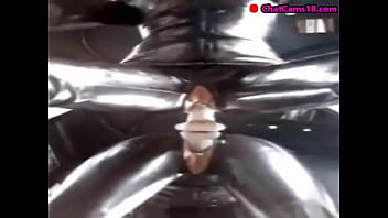 Latex dildo riding