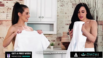 Sexy babe gives hot massage with her colleague Sexy babe gives hot massage with her colleague