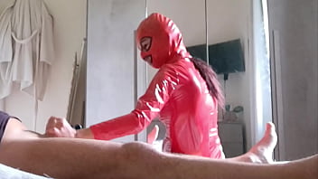 Preview milf in latex catsuit gives blowjob and swallows cum