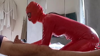 Preview milf in latex catsuit gives blowjob and swallows cum
