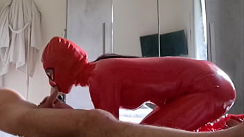 Preview milf in latex catsuit gives blowjob and swallows cum