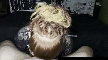 Cute goth cosplayer facefucked by a big dick