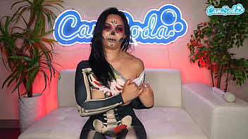 Hot big tits latina teen cosplay as day of the dead skeleton masturbating to wild orgasm