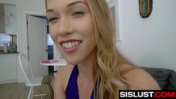 Stepbro takes his cock out and slips it between her lips sislust