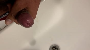 Brown guy masturbating in bathroom