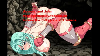 Cute green haired lady having sex with invisible men in erotic hentai ryona game video