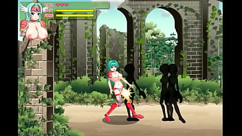 Cute green haired lady having sex with invisible men in erotic hentai ryona game video