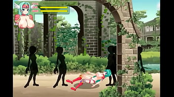 Cute green haired lady having sex with invisible men in erotic hentai ryona game video