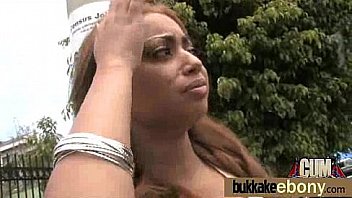 Busty ebony gets a whole load of cum 2