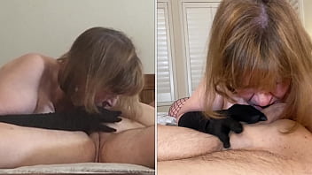 Old mature slut gives an elegant blowjob