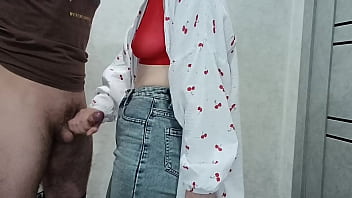 Sexy stepmom jerks off stepson's cock